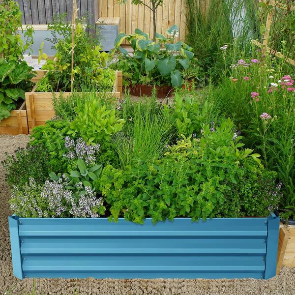 Mr. Garden 2 ft. x 3 ft. Lake Blue Raised Garden Bed Metal