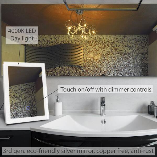28 in. x 36 in. Frameless Single Wall Mounted Vanity Bathroom LED Mirror/Touch On/OFF Dimmer and Anti-Fog Function 28 in. x 36 in. Frameless Single Wall Mounted Vanity Bathroom LED Mirror/Touch On/OFF Dimmer and Anti-Fog Function