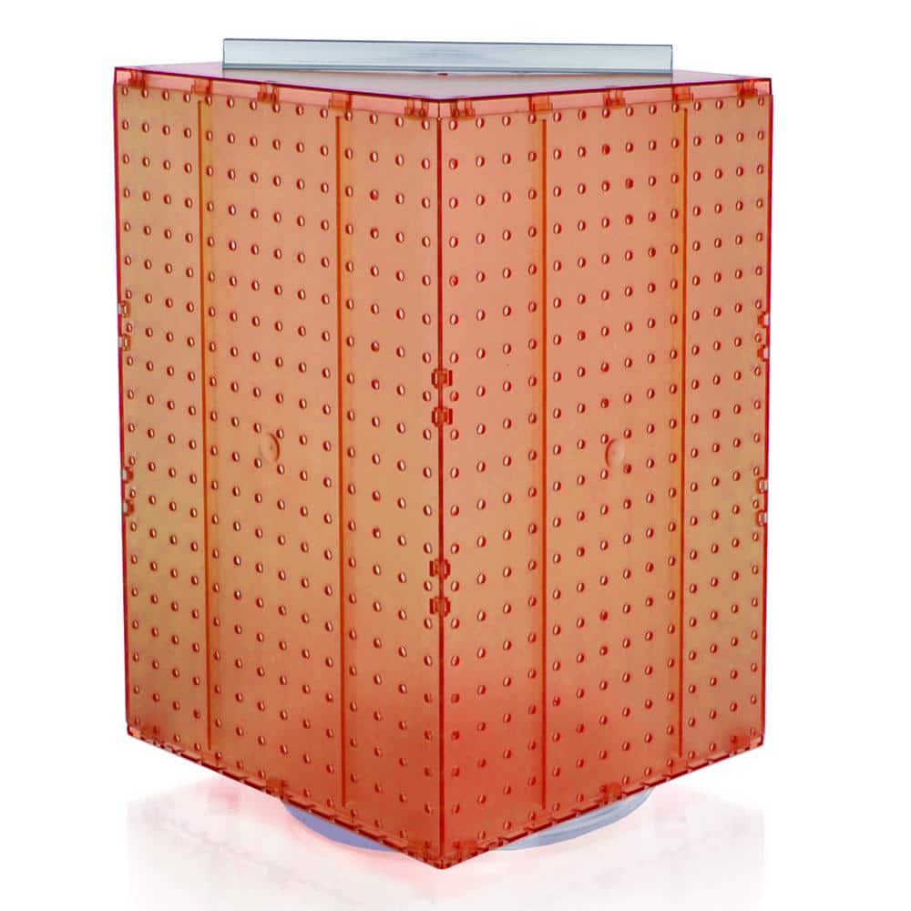 Orange Translucent 4-Sided Revolving Pegboard Display Stand