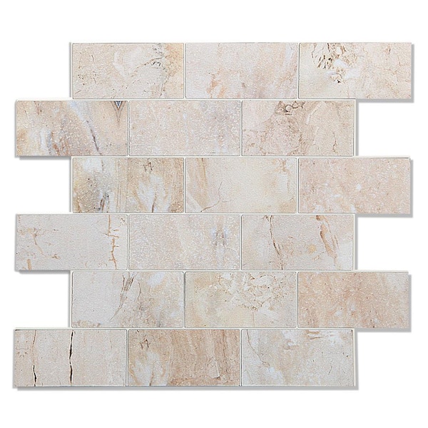 Yipscazo Sandstone Beige 12 in. x 12 in. PVC Peel and Stick Tile Backsplash (5 sq. ft./5 Sheets)