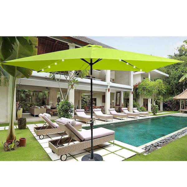 Coporesell 10 ft. Steel Patio Umbrella in Lime Green with Crank and Push Button