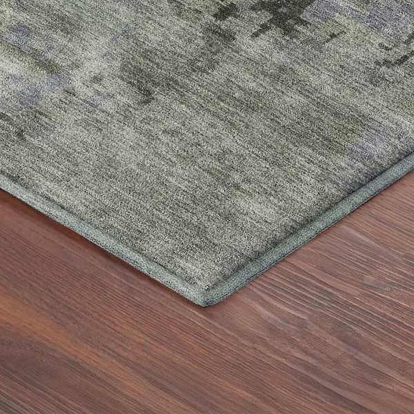 Mayfield Premium Machine Washable Abstract AMF2360 Green 3 ft. x 5 ft. Area Rug