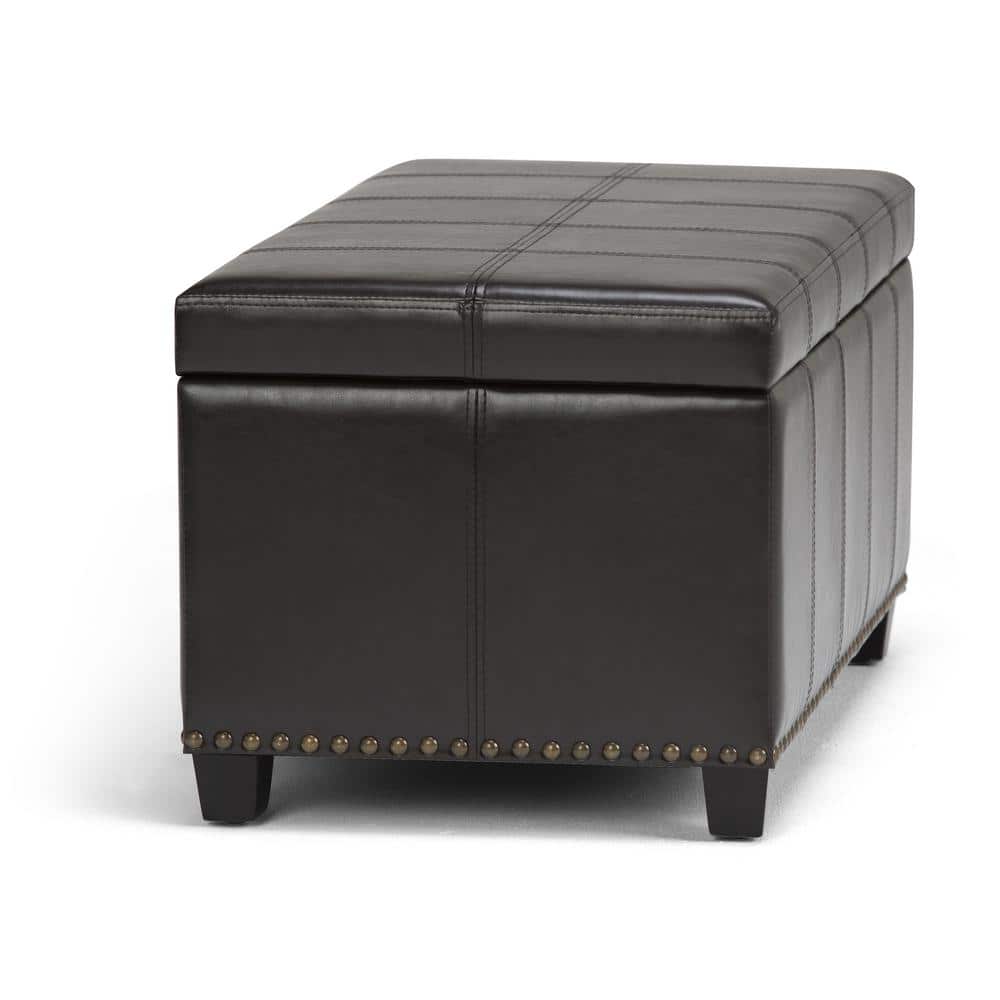 Tanner's Brown Faux Leather Rectangular Storage Bench Ottoman