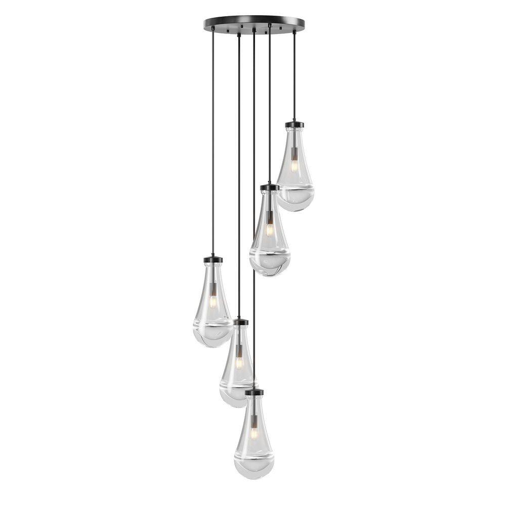 13.8 in. 5-Light Black Raindrop Chandelier Adjustable Cluster Pendant Light with Clear Glass Shade, No Bulbs Included price history on PriceWatchPro