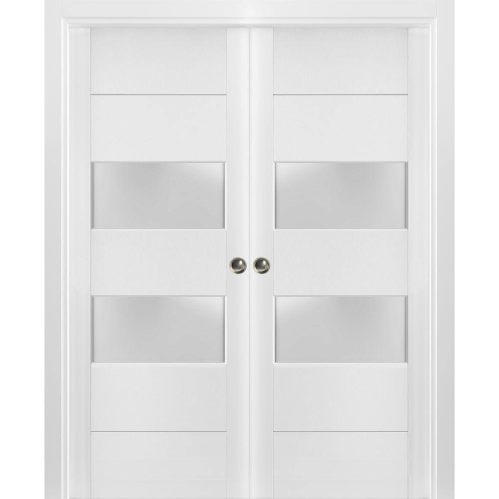 4010 48 in. x 80 in. White Finished Wood Sliding Door with Double Pocket Hardware price history on PriceWatchPro