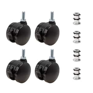 2 in. Black Furniture Swivel Brake Caster 440 lbs. Load Rating for 3/4 in. Round, 16 up to 18 gauge tubing (4-Pack)