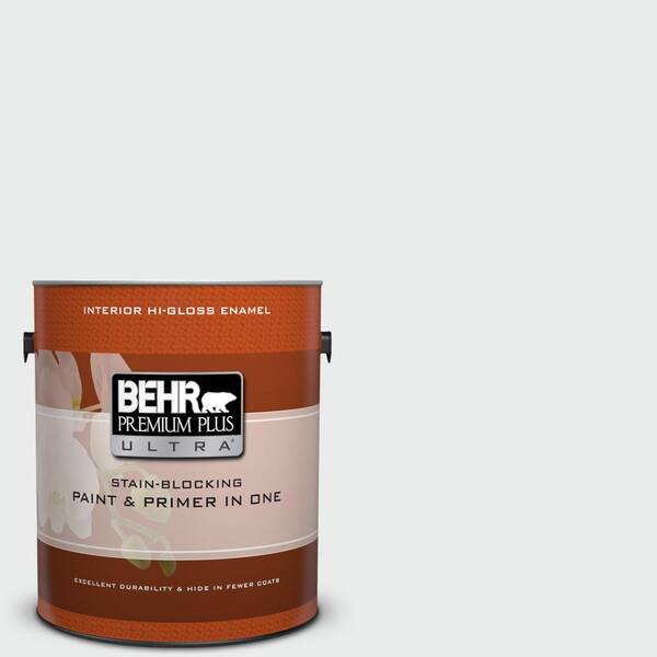 BEHR Premium Plus Ultra 1 gal. #BWC-12 Vibrant White Hi-Gloss Enamel Interior Paint and Primer in One