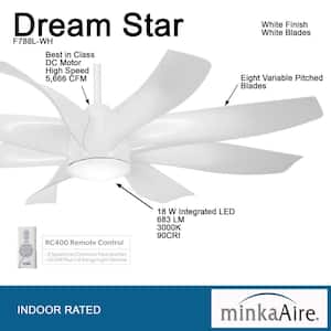 Dream Star 60 in. Integrated LED Indoor White Ceiling Fan with Light with Remote Control