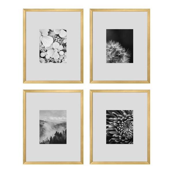 16" x 20" Matted to 8" x 10" Gold Gallery Wall Picture Frame (Set of 4)