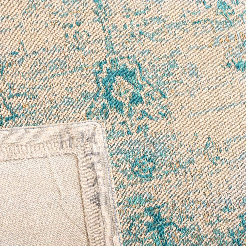 Aqua Flat Woven Cotton Synthetic 8' x 10' Area Rug