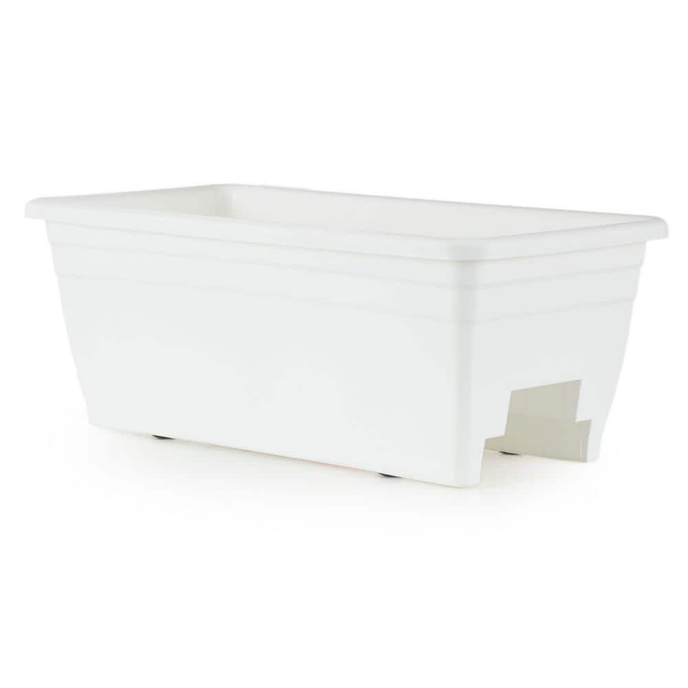 HC Companies Heavy Duty 24 Inch Plastic Deck Rail Box Planter  White