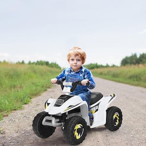 6-Volt Kids Electric Quad ATV 4 Wheels Ride-On Toy Toddlers Forward and Reverse in White