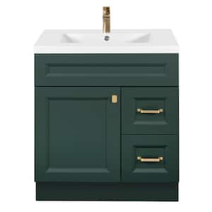 Casa 30 in. W x 21 in. D x 36 in. H Wall-Mounted Rectangle Basin with Vanity Top in Veridian Green