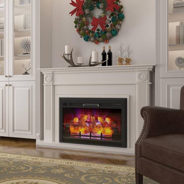 Mondawe 35 in. 1500-Watt/5120 BTU Built-In/Recessed Electric Fireplace ...