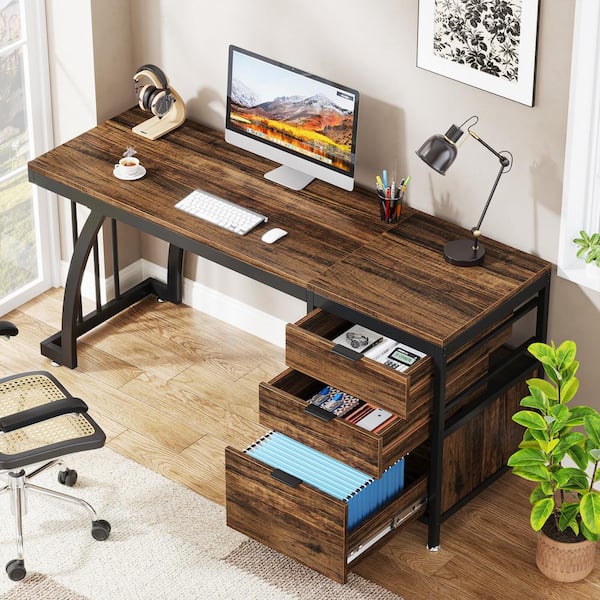 BYBLIGHT Havrvin 59 in. Rectangular Rustic Brown and Black 3 BYBLIGHT Havrvin 59 in. Rectangular Rustic Brown and Black 3