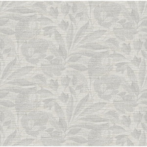 Lei Silver Etched Leaves Wallpaper Border Sample