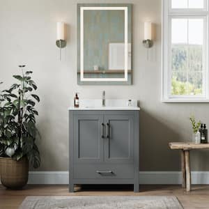 Sheffield 30 in. W x 22 in. D Single Bath Vanity in Dark Gray with Cultured Marble Vanity Top in White with White Basin