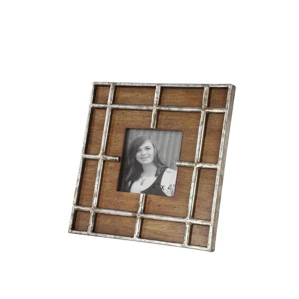 Litton Lane 4 in. x 4 in. Brown Wood Industrial Photo Frame