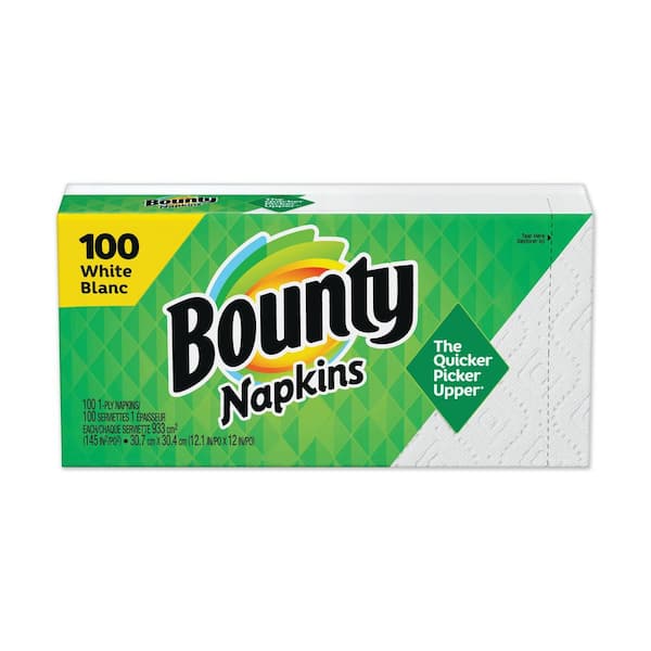 Bounty Quilted Napkins, 1-Ply, 12.1 x 12, White (100/Pack) (20 Packs per Carton)