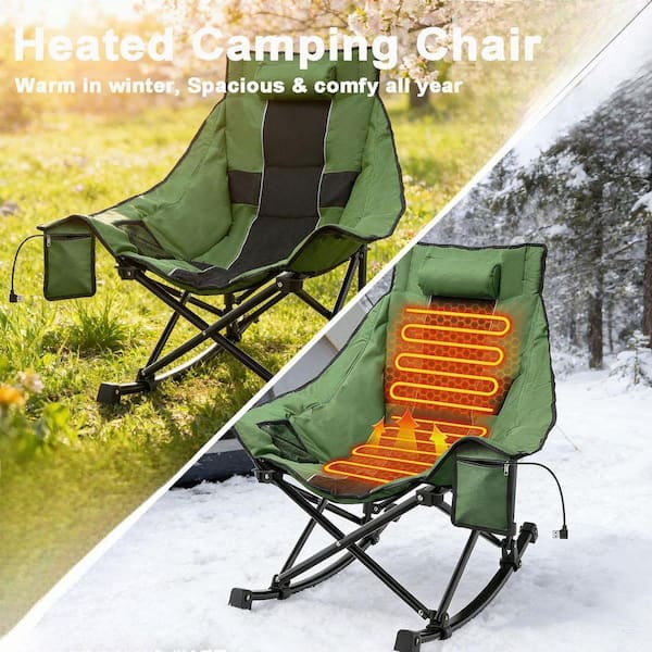 SEEUTEK Oversized Heated Camping Chair-XL Rocking Chair with 3