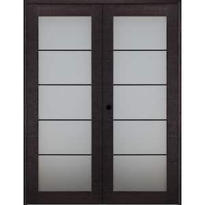 64 in.x 80 in. Right H Active Black Apricot Glass Manufactured Wood Stard Double Prehung French Door