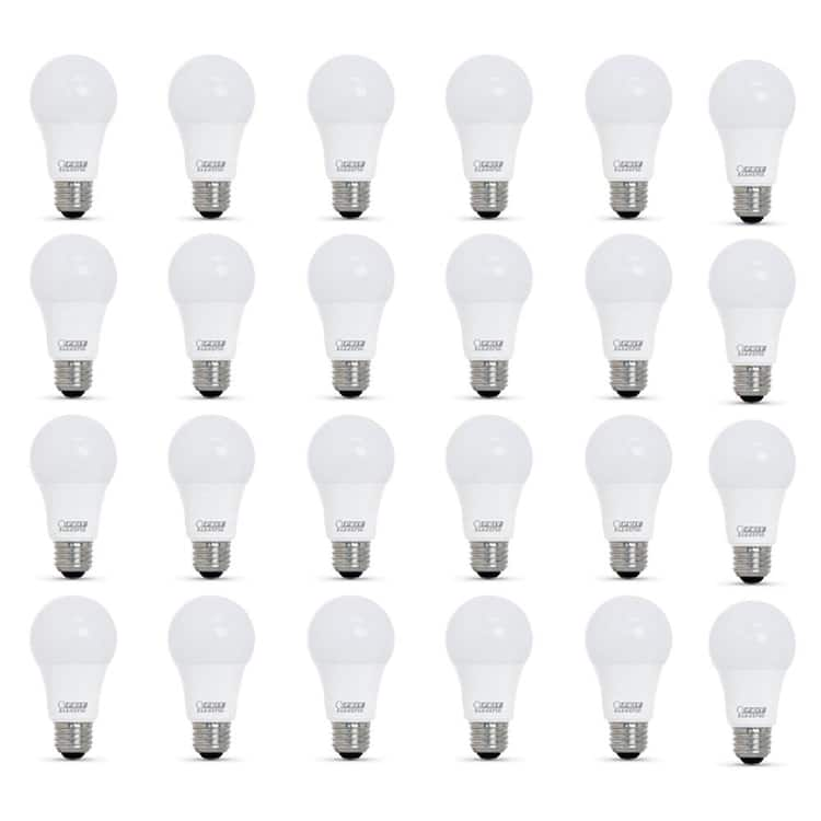 Feit Electric 60-Watt Equivalent A19 Dimmable CEC Title 20 ENERGY STAR 90+ CRI E26 Medium LED Light Bulb, Bright White 3000K (24-Pack)