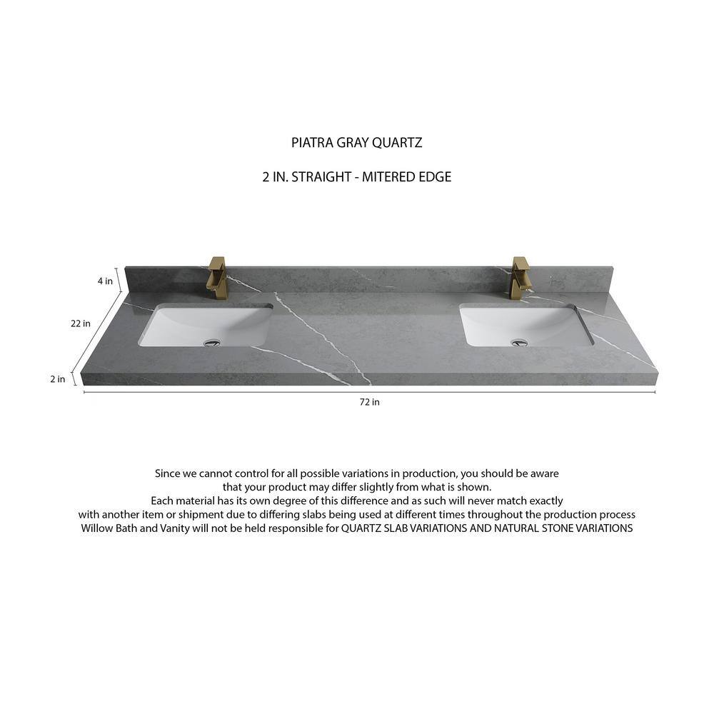 Sonoma Teak 72'' Double Sink Bathroom Vanity with Gray Quartz Top