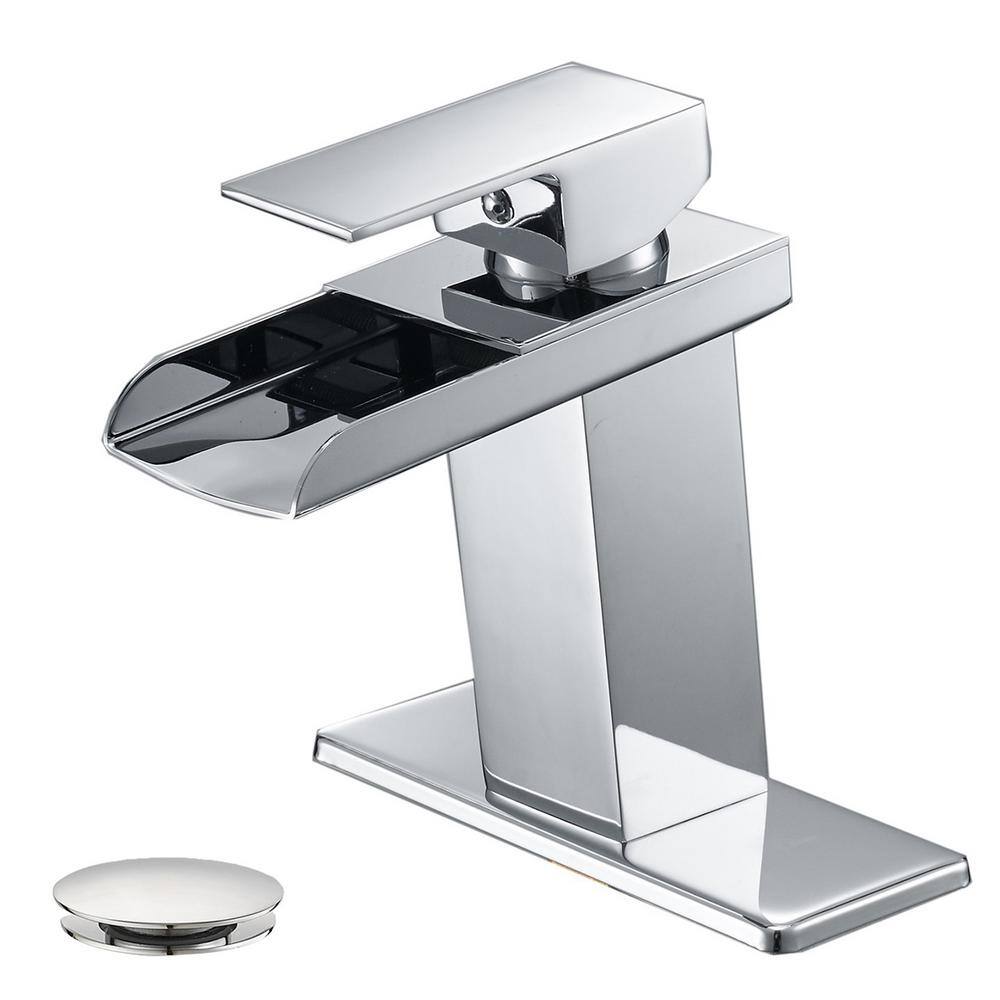 Waterfall Single Hole Single-Handle Low-Arc Bathroom Faucet with Pop-up Drain Assembly in Polished Chrome price history on PriceWatchPro