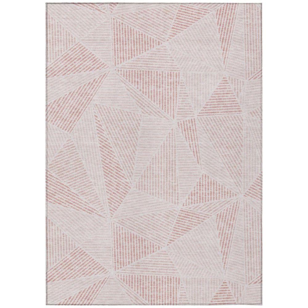 Blush, Pink 5 ft. x 8 ft. Woven Geometric Polyester Rectangle Indoor/Outdoor Area Rug price history on PriceWatchPro