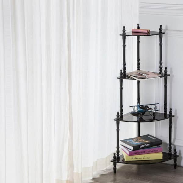 Seafuloy 4-Tier Dark Cherry Decorative Stand, Standing Corner