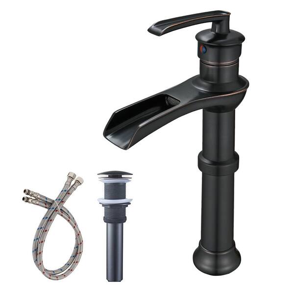 NEW Oil Rubbed Bronze Bath Waterfall  Vessel Basin Sink Taps Mixer Faucets 