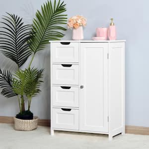 21.7 in. W x 11.8 in. D x 31.9 in. H Bathroom Linen Cabinet Floor Storage Cabinet with Drawers in White