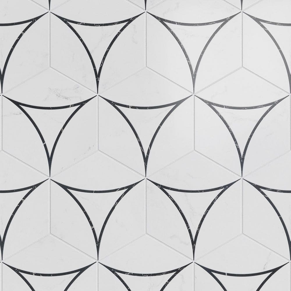 Statuario Deco Black Hexagon 7.8 in. x 8.98 in. Matte Porcelain Floor and Wall Tile (10.17 sq. ft./Case) price history on PriceWatchPro