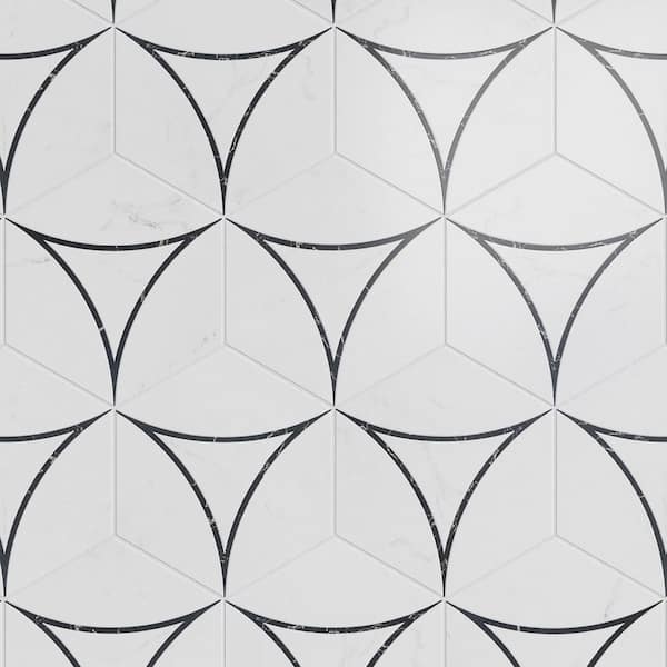 Statuario Deco Black Hexagon 7.8 in. x 8.98 in. Matte Porcelain Floor and Wall Tile (10.17 sq. ft./Case)