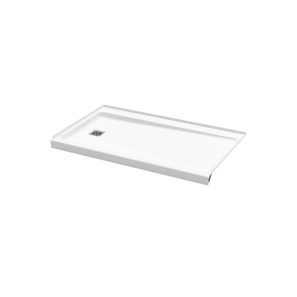 ShowerCast 60 in. L x 36 in. W Alcove Shower Pan Base in White with Square Chrome Left Drain price history on PriceWatchPro