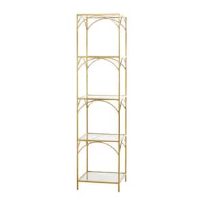 56 in. 5 Shelves Metal Stationary Gold Shelving Unit