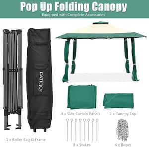 13 ft. x 13 ft. Green Pop Up Canopy Tent Instant Outdoor Folding Canopy Shelter