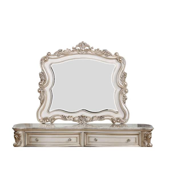 HomeRoots Amelia 44 in. H x 2 in. W Large Irregular Antique White Contemporary Mirror