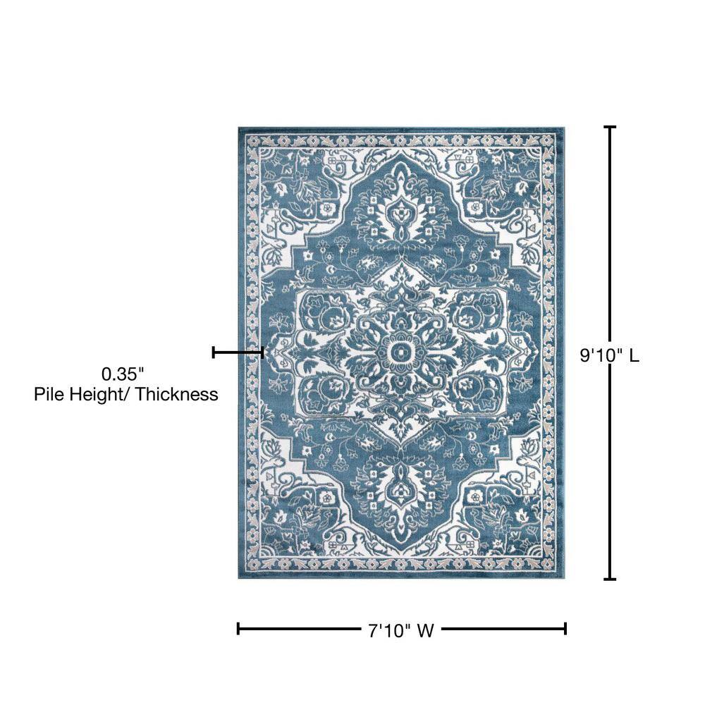 Blue and White Medallion 8' x 10' Synthetic Area Rug