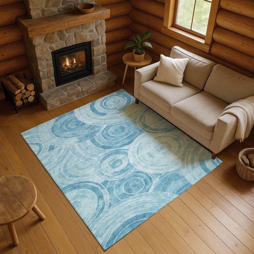 Mayfield Premium Machine Washable Abstract AMF1750 Denim 9 ft. x 12 ft. Area Rug price history on PriceWatchPro