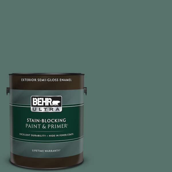 BEHR ULTRA 1 gal. #480F-6 Shaded Spruce Semi-Gloss Enamel Exterior Paint & Primer
