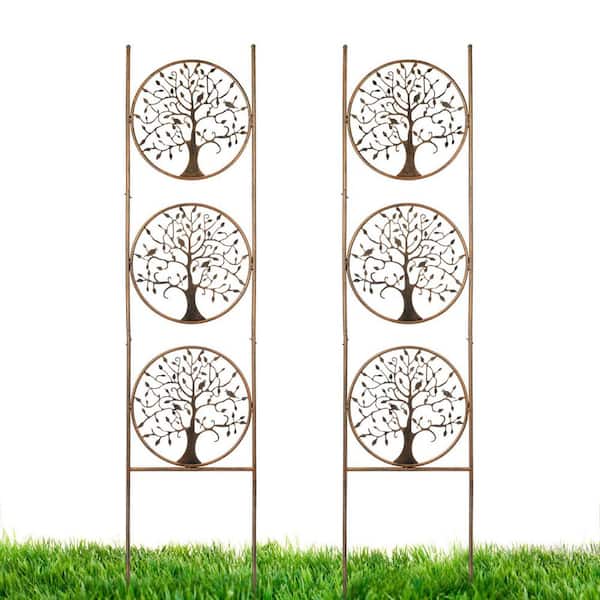55 '' H x 12.4'' W Set of 2 Tree in Life Metal Garden Trellis