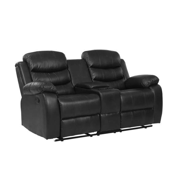 black leather two seater recliner