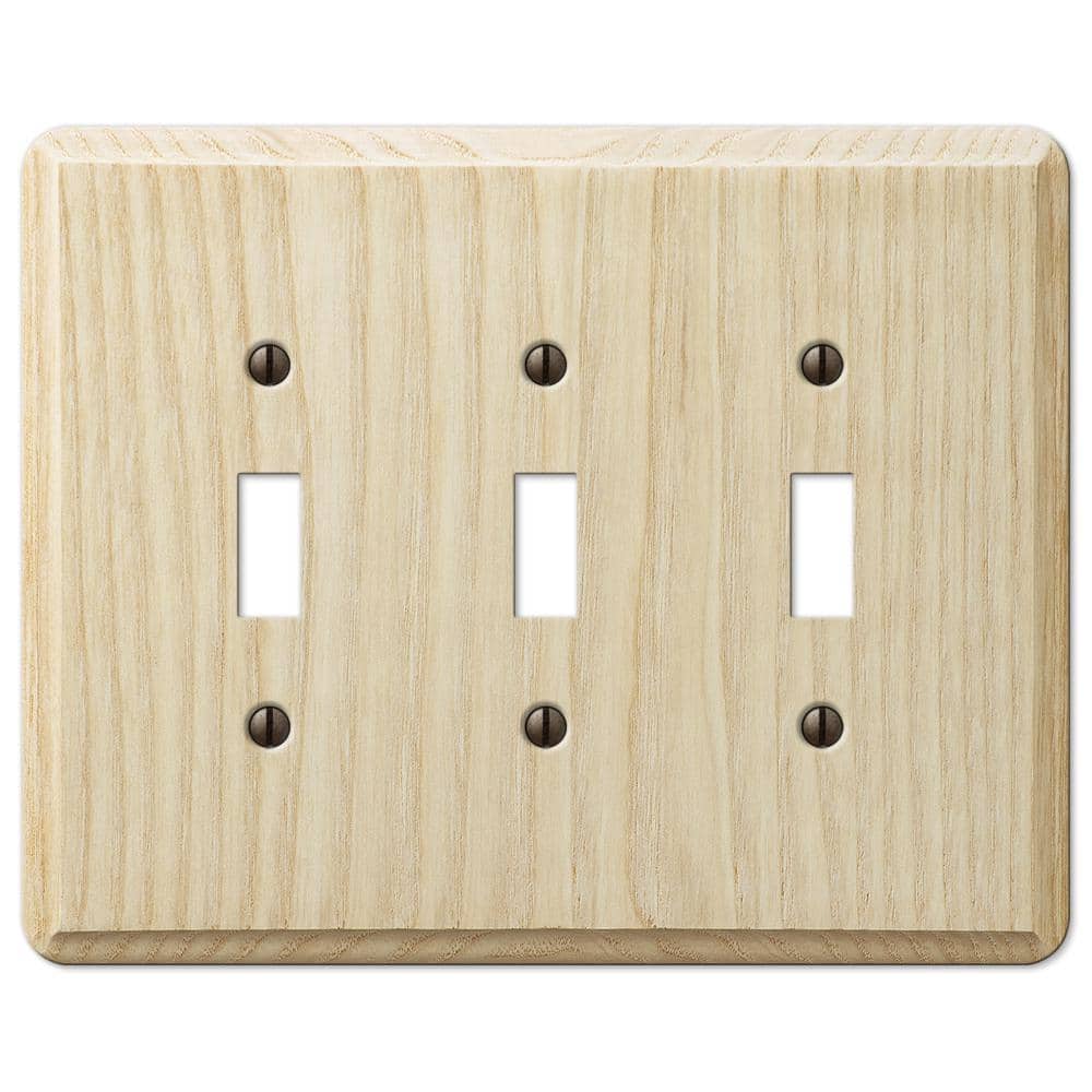 Amerelle Unfinished Beige 3-Gang Wood Toggle Wall Plate