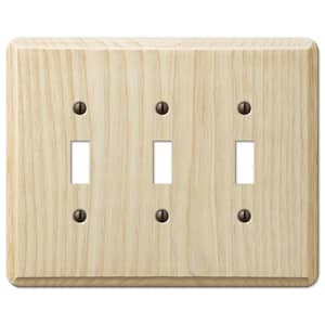 Contemporary 3 Gang Toggle Wood Wall Plate - Unfinished Ash