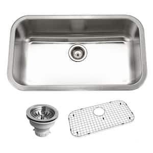 Houzer Belleo 32 in. Stainless Steel Topmount Single Bowl Kitchen Sink with Strainer and Grid - BSG-3018