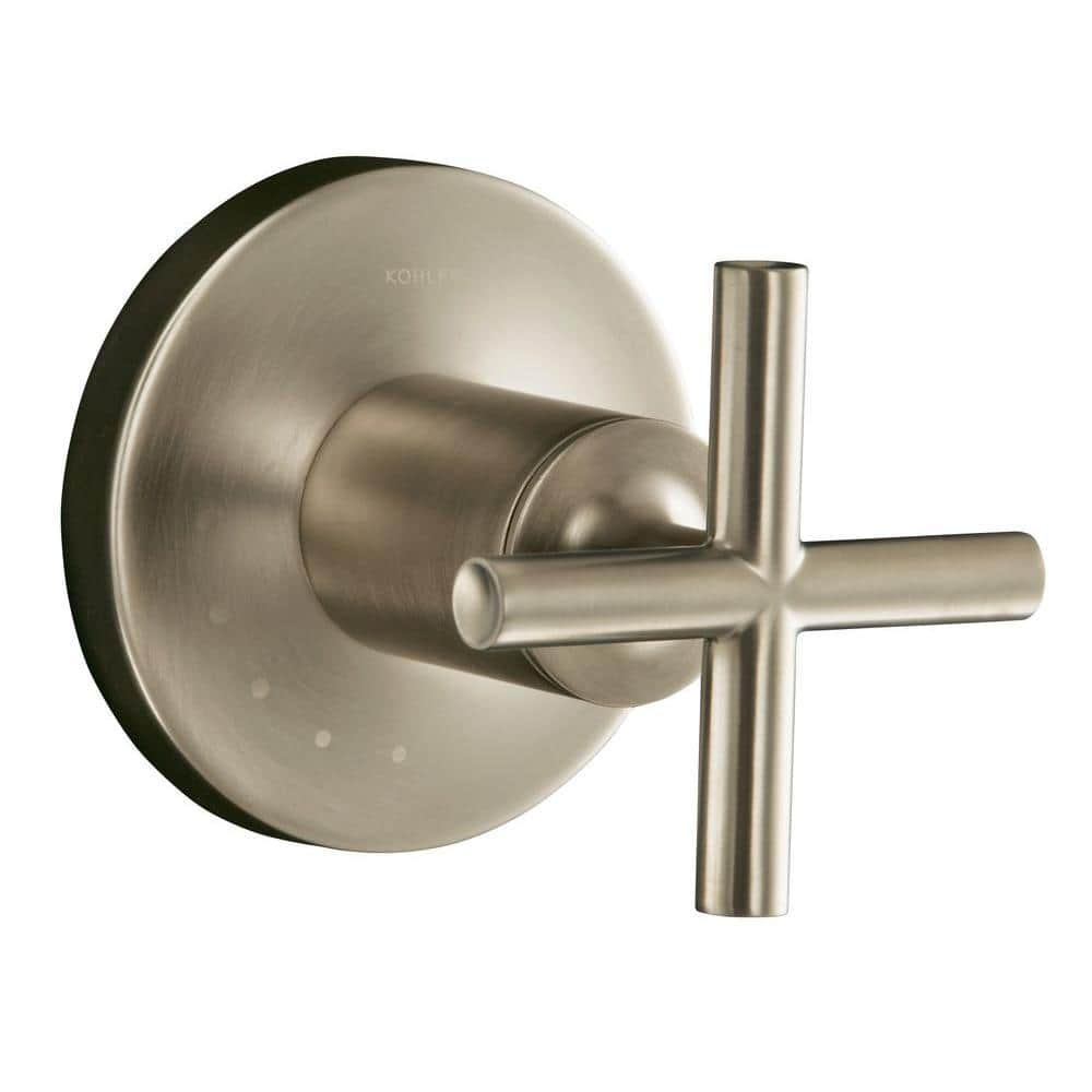 Vibrant Brushed Nickel Wall-Mounted Cross Handle Valve Trim