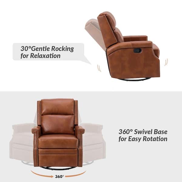 JAYDEN CREATION Dryope Saddle Genuine Leather Swivel Rocker
