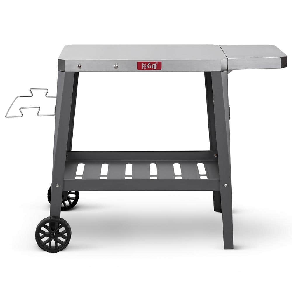 Outdoor Grill Table Cart,Stainless Steel Pizza Oven Table with Wheels