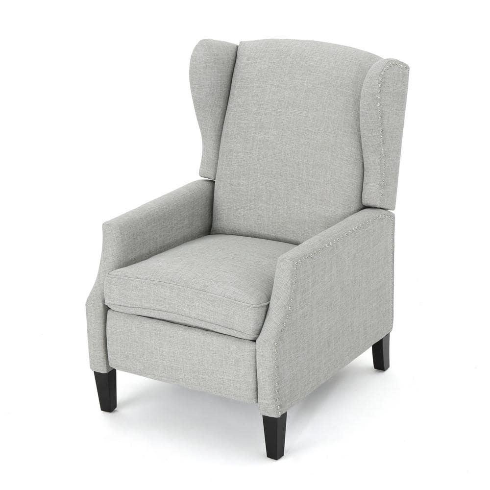 Gray Moss Wing Chair Recliner with Plush Polyester Upholstery